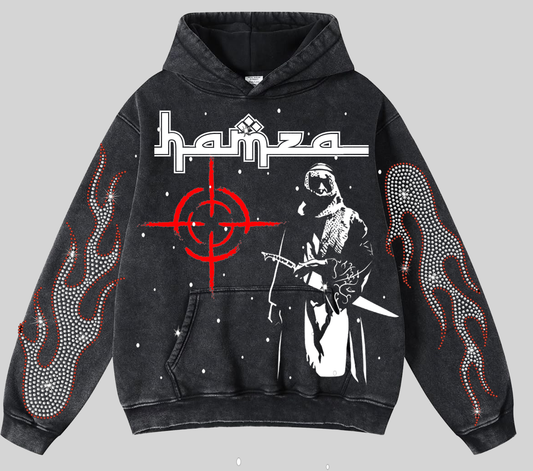 RHINESTONE ACIDWASH HOODIE