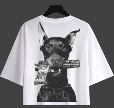 SHORT SLEEVE DROPPED SHOULDERS CROPPED TEE