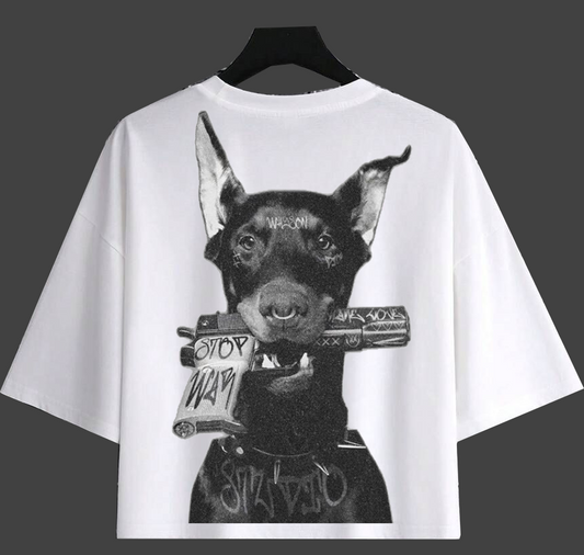 SHORT SLEEVE DROPPED SHOULDERS CROPPED TEE